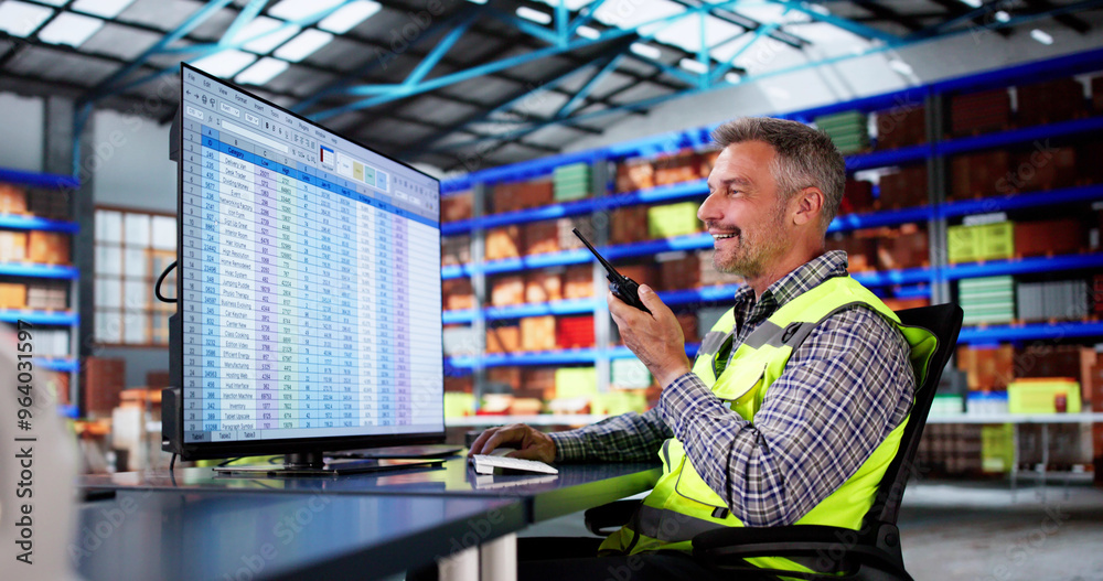 Poster Warehouse Inventory Management On Computer