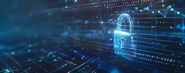 Obraz premium Digital Security Lock on a Data Network