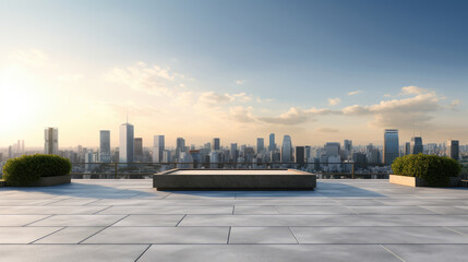 Obraz premium Scenic Urban Skyline from Modern Rooftop