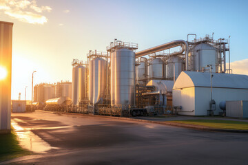 Obraz premium Industrial Facility at Sunset
