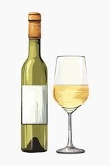 Elegant wine bottle and glass