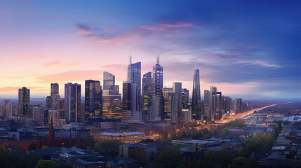 Fototapeta premium Breathtaking Urban Skyline at Sunset