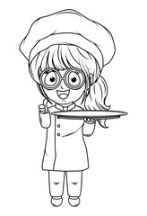 Coloring Little chef cartoon