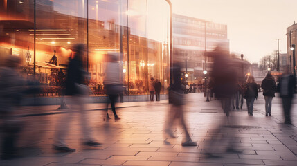 Evening Urban Life and Busy Pedestrians