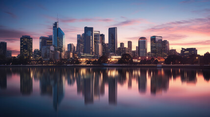 Fototapeta premium Tranquil Urban Skyline at Dusk