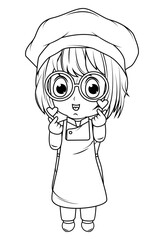 coloring little chef cartoon