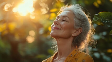Profile of a woman in her 60s demonstrating a makeup tutorial for mature skin, symbolizing beauty influencers focusing on age inclusivity.