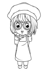 coloring little chef cartoon