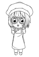 coloring little chef cartoon