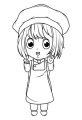 coloring little chef cartoon