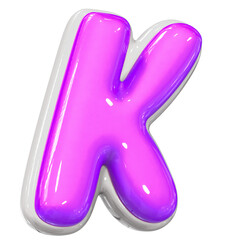 K Letter With Purple 3D Render