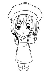 coloring little chef cartoon