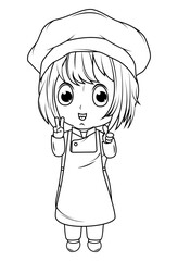 coloring little chef cartoon