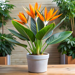 strelitzia reginae in flowerpot