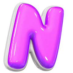 N Letter With Purple 3D Render