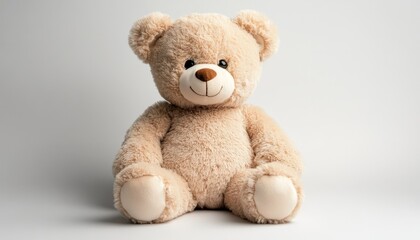 Obraz premium teddy bear on beige background, soft toy, copy space, plush