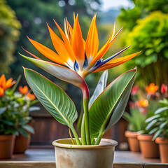 strelitzia reginae in flowerpot