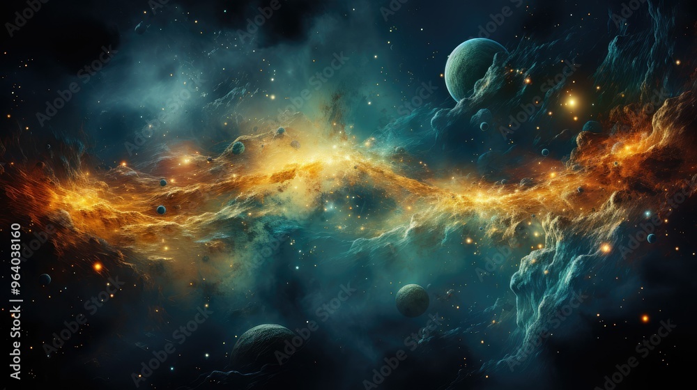 Wall mural realistic planetary background outer space galaxy sky nebula imagine stars moonlight fantasy astrono