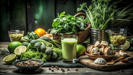 A vibrant display of gourmet dishes, fresh ingredients, and refreshing beverages showcasing culinary artistry