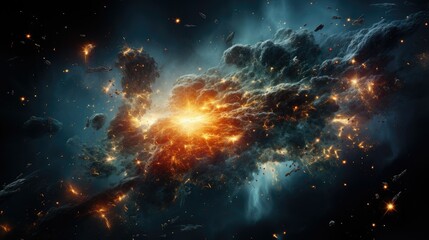 Naklejka premium realistic planetary background outer space galaxy sky nebula imagine stars moonlight fantasy astronomy lanscape 