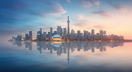 Obraz premium Tranquil Urban Skyline at Dusk