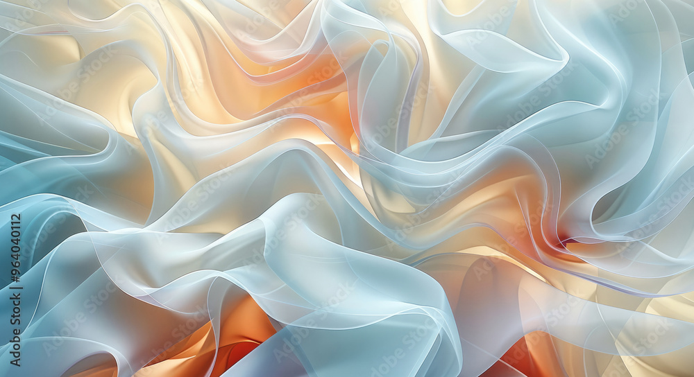 Poster fluid forms blending harmoniously, evoking a sense of tranquility and balance in an organic shapes a