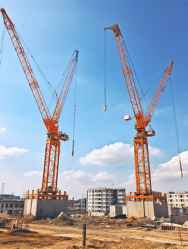 Tower Cranes Dominating the Construction Skyline