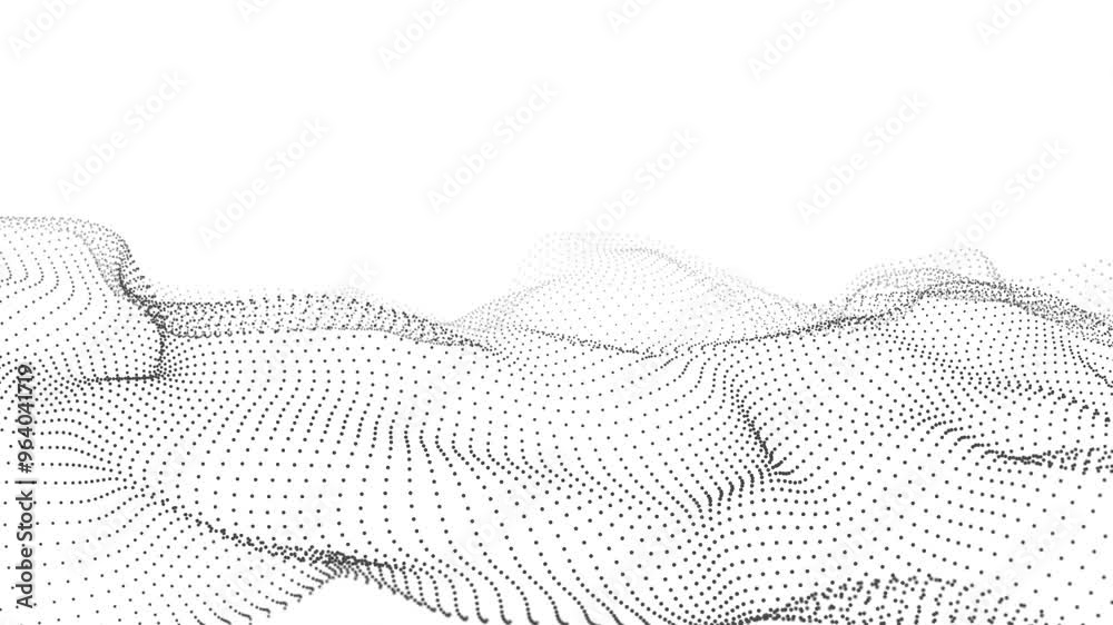 Poster dynamic wave with many dots. abstract motion background of colored dots. technology or science. 3d r