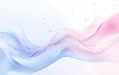 A white background with pastel blue and pink wavy lines