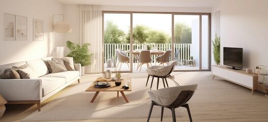 Obraz premium Modern Living Room Interior Bathed in Natural Light