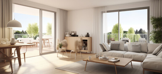 Serene Modern Living Room Overlooking Nature