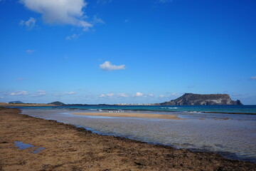 sand bar and clear water in winter sea