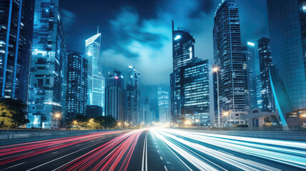 Fototapeta premium Futuristic Urban Speed: City Nightscape Rush
