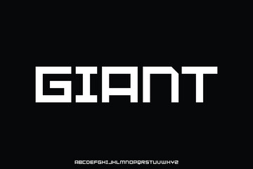 Obraz premium Modern geometric grotesque alphabet display font vector. Typeface for games