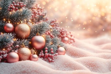 Festive background in golden and pink colors. Generative AI