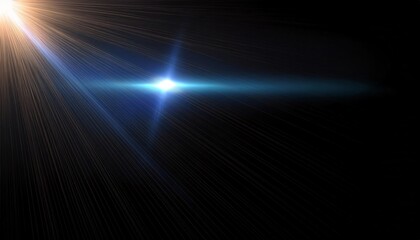 Obraz premium Bright light beam shining through darkness with a blue lens flare effect