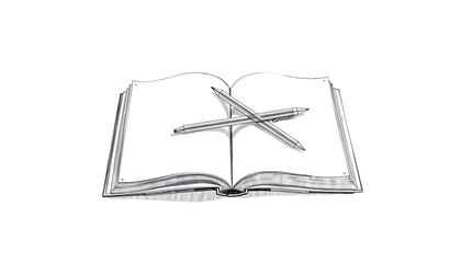 Open Book and Pencil Sketch