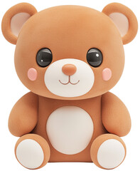 Fototapeta premium Adorable plush bear with a warm smile, perfect for children's rooms and as a comfort toy for little ones. cut out, PNG, isolated on transparent background.