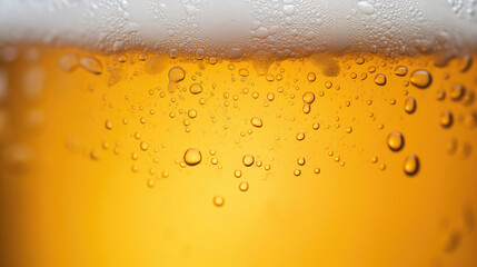 Refreshing Close-Up of Beer Bubbles and Foam