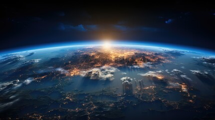 Fototapeta premium earth of the view from space realistic galaxy globe planet atmosphere universe astronomy