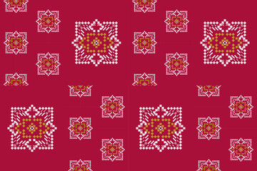 Simple red carpet asian native style textile seamless pixel pattern, Design for fabric, Clothes, Curtain, Carpet, Scarf, Wrap, Handcraft,  Wallpaper, Background and Vector illustration