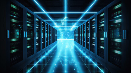 High-Tech Data Center with Digital Connectivity