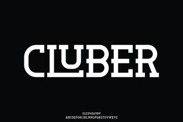 Unique modern classic slab serif alphabet display font vector illustration