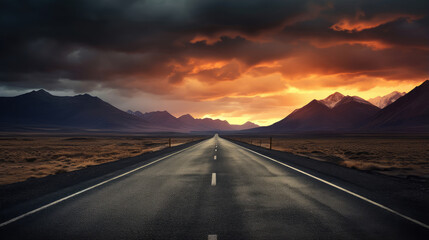 Fototapeta premium Journey to the Sunset - Scenic Mountain Road