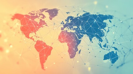 Fototapeta premium A colorful world map with many lines connecting different countries