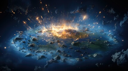 Fototapeta premium view of the earth from space galaxy sky nature universe background globe stars fantasy space