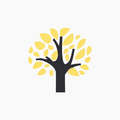 Minimalist tree with yellow leaves