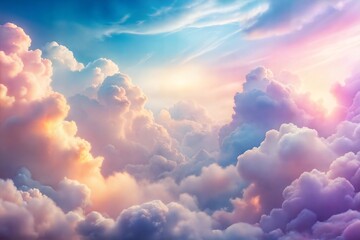 Sunlit cotton clouds under vibrant sky during calming sunset