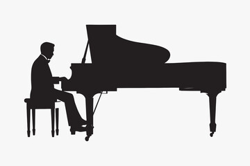 Silhouette pianist grand piano performance