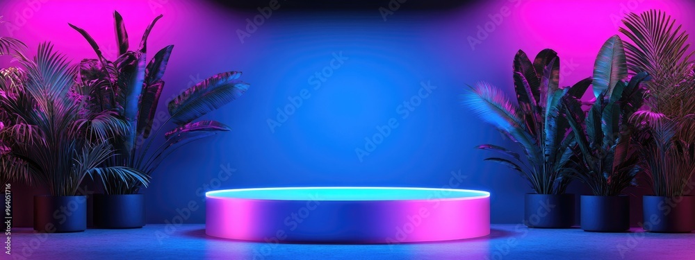 Aufkleber Podium and pedestal design in a studio setting 3D illustration and rendering